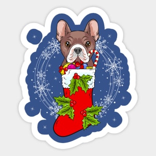 Xmas French Bulldog Stocking Stuffer Funny Sticker